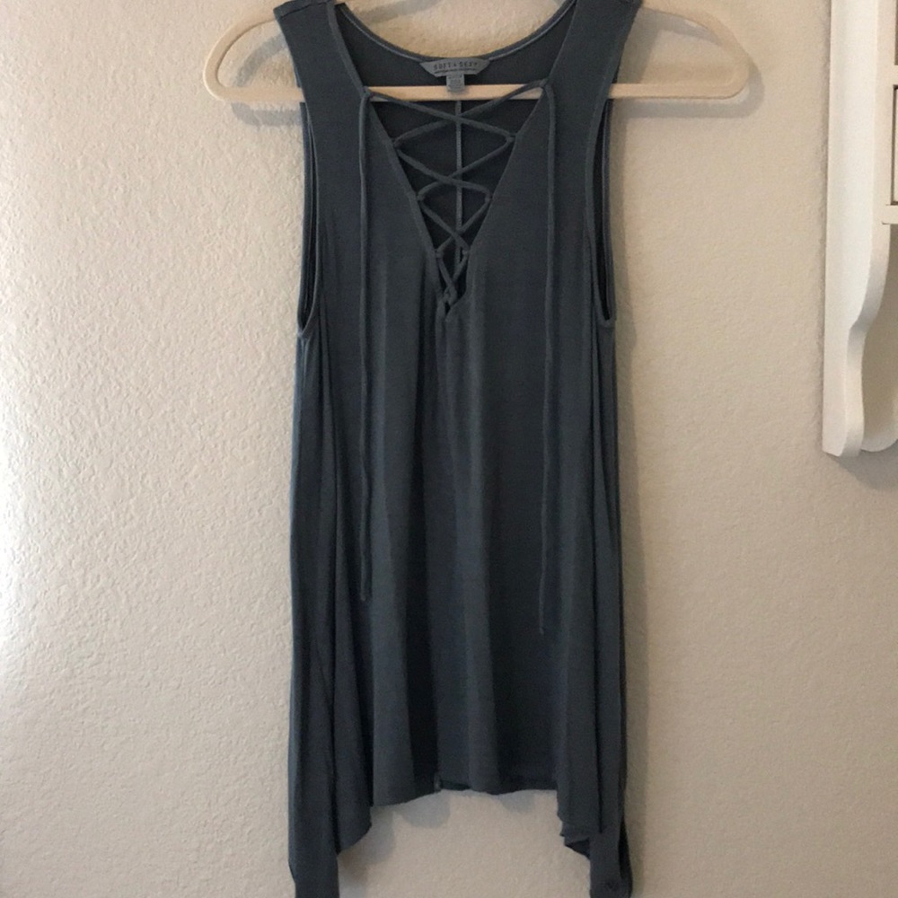 Soft and sexy dark grey/ blue tank top